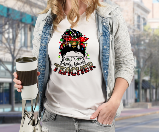 Santa's Favorite Teacher Tee-Christmas Tee