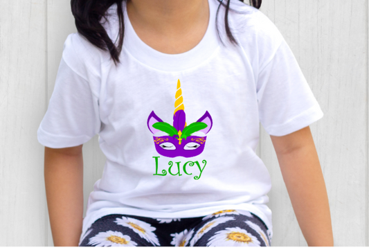 Personalized Unicorn Mardi Gras Tee-Mardi Gras Tee