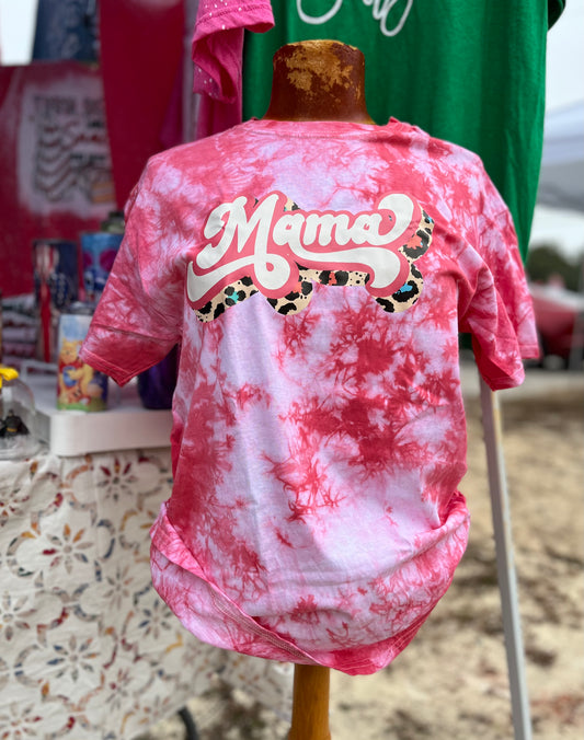 Mama Leopard Red Tie Dye Tee